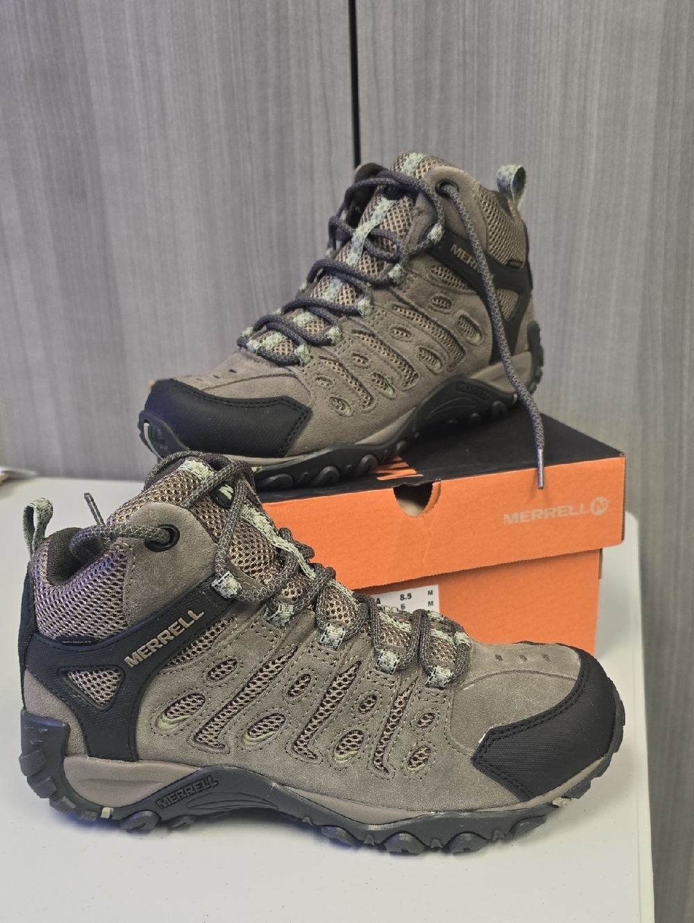 Merrell Women's Brindle/Tea Olive Color Mid-Height Hiking Boots Crosslander 2